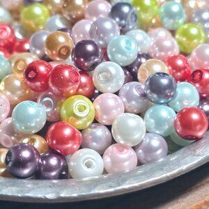 Bulk Lot Glass Pearl Beads 6mm Round in Mixed Colors USA Jewelry Supply 100 pcs
